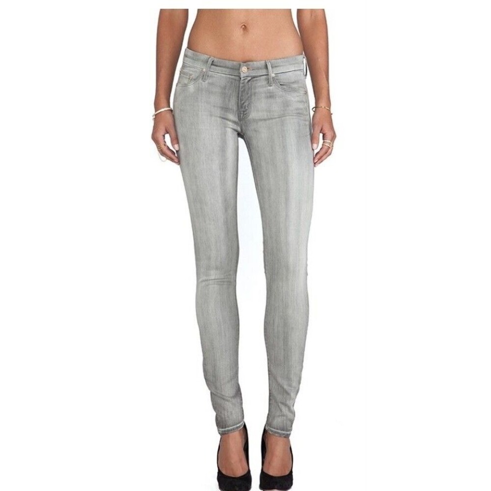 MOTHER The Looker Skinny Jeans Sz 26 Dark Moon Magic Grey Light Wash Mid Rise